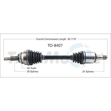 Surtrack Axle Cv Axle Shaft, To-8407 TO-8407